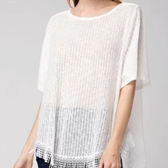 Mittoshop Semi Sheer Crochet Trimmed Knit Top - Picture 1 of 3